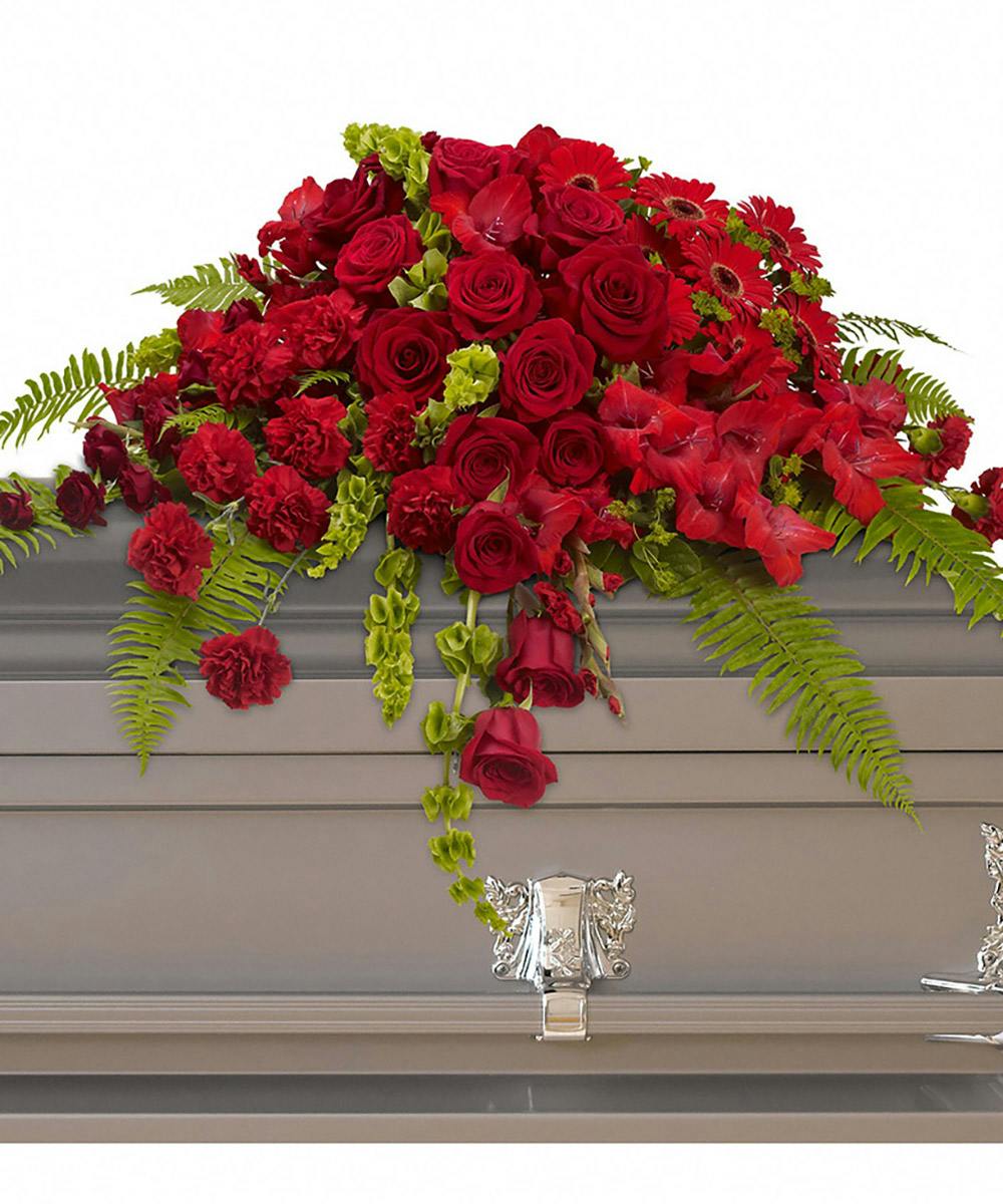 Red Rose Sanctuary Casket Spray Milwaukee (WI) Sympathy Flowers
